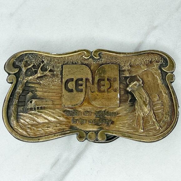 Vintage Bergamot Brass Works Cenex Farmers Union Central Exchange Belt Buckle ✨ - Picture 1 of 9
